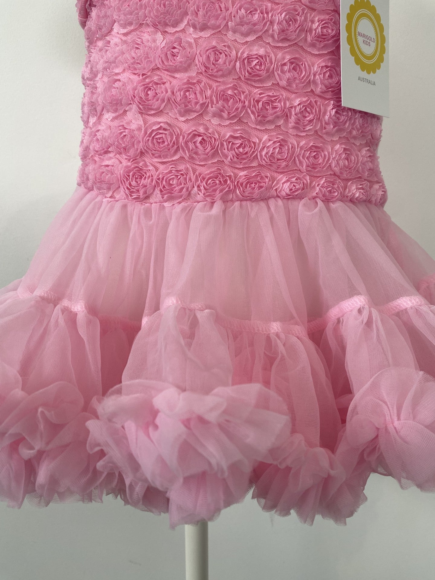 Girls Pink Rosette Party Dress - Size 2-3 Years | Special Occasion Toddler Dress