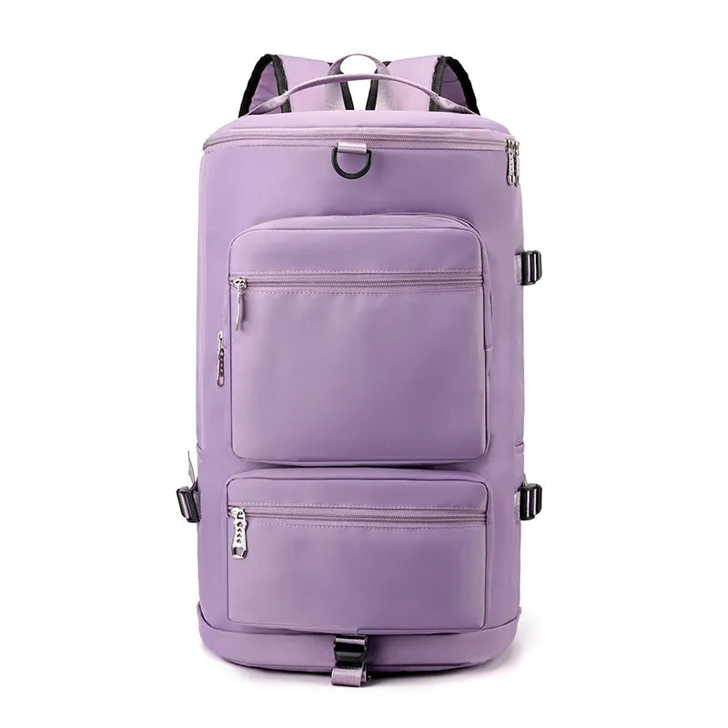 purple Multi Pocket Travel Backpack Bag 1