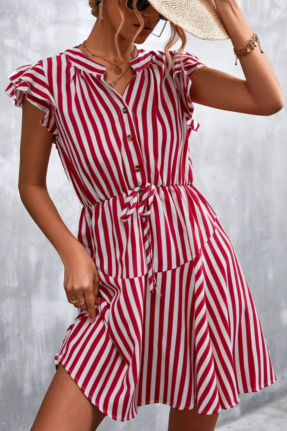 striped-mini-dress-women-ruffled