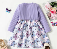 girls dress new size 18-24m/3y/4y/5y lavender purple long sleeve butterfly dress