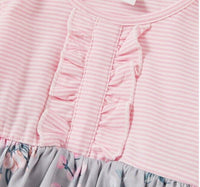 size 9-12m/12-18m new pink stripe grey floral long sleeve baby girls dress