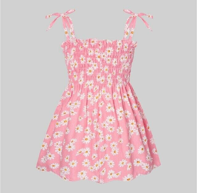 size 2-3 years new girls dress 100% cotton pretty daisy print pink girls dress