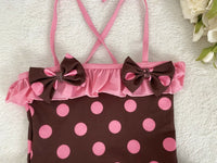 Girls Swimwear Pink Polkadot Cocoa Bathers & Cap Set
