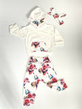 size 18-24 months new toddler girls white & rose hoodie, pants & headband set