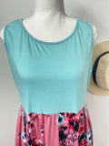 size 12 AUS Tall Size new womens dress light blue & pink floral tank dress