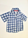 Baby Boys Shirt Size 3 months Carters Blue & White Check Short Sleeve Shirt