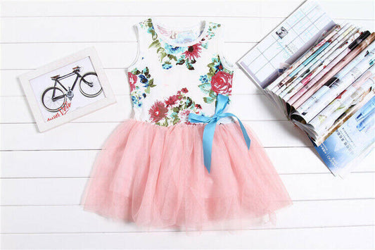 NEW Size 12 months Baby Girls Dress Party Dress Girls Floral  Pink Tulle Dress