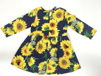 size 18-24m to 5-6 years new girls dress dark blue sunflower long sleeve dress