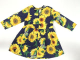 size 18-24m to 5-6 years new girls dress dark blue sunflower long sleeve dress
