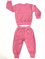 girls tracksuit pink butterfly top & pants set size 12-18 months -1 left