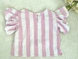 Size 0,1,2 Baby Clothing Baby Girls Pink Stripe Ruffle Sleeve Top - Select Size