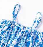 Girls Dress Size 3-4 Years New  Blue Floral Mosaic Print Girls Maxidress Dress