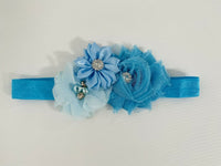 size 3-6 months new baby girls dress blue ruffle sleeve cotton dress & headband