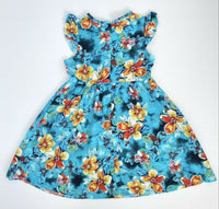 size 4/5/6/7/8/9/10/11 years new girls dress acqua blue tropical floral dress