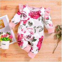 size 3-6 months / 9-12 months  girls jumpsuit new pink rose ruffle jumpsuit