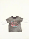 NEW Size 3-6 months Baby Boys Stripe '01 Cute Division Tough Guy Squad' Top