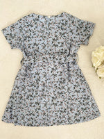 girls dress size 3-4 years new blue flower blossom print belted girls dress