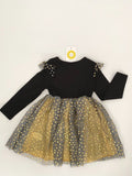 Girls Dress New Ebony Black Gold Star Tulle Dress Size 4-5y/5-6y/6-7y