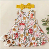 baby girls dress floral baby dress and yellow headband set