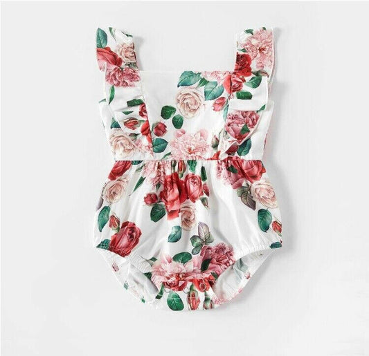 size 3-6 months new baby girls romper pretty rose flower baby girls romper.