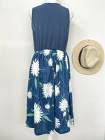 size 12 AUS  new womens dress navy blue white daisy floral tank dress