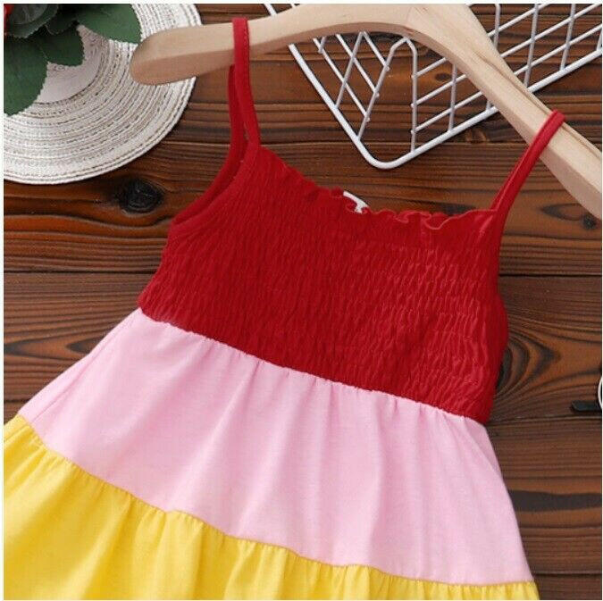 size 18-24m/3y/4y/5y new girls dress colourblock tier girls dress -select size