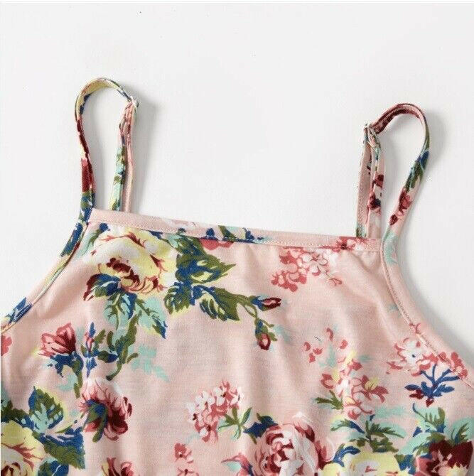 Dusty pink floral curve hem girls dress