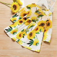 size 3y to 5-6 years new girls dress sunflower long sleeve white cotton dress