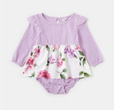 Size 3-6 months Baby Girls Dress New Pretty Lilac Floral Baby Dress Baby Romper