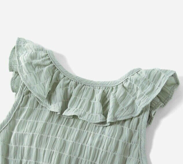 size 0-3m/3-6m new baby girl romper green ruffle romper & headband-Select Size.