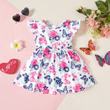 size 6-9m to 18-24 months new baby dress pink floral butterfly baby girls dress