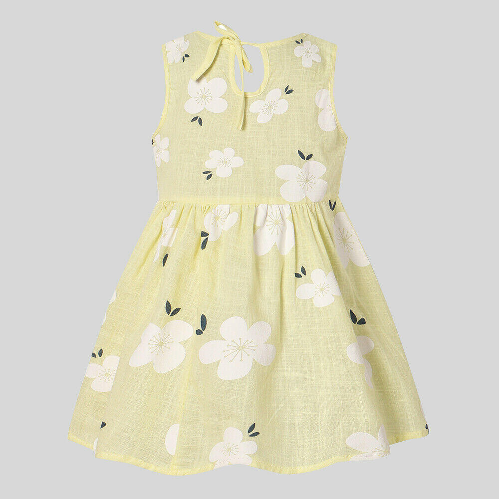 size 6-9 months new baby girls dress 100% cotton floral yellow baby girls dress