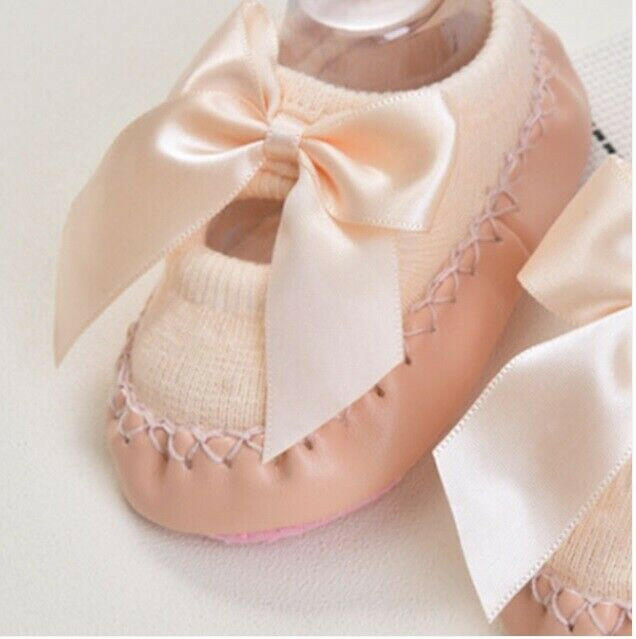 NEW Size 12cm Girls Baby Shoes 6-12 months Pink Ballet Style Bow Baby Shoes.