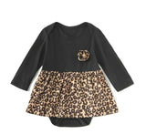 new size 0-3m to 12-18m new baby girls dress leopard print longsleeve dress