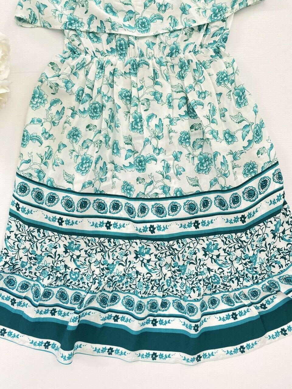 Size 2/4/6/8 years new girls dress turquoise floral boho style girls dress