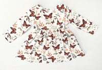 Butterfly leaf print baby girls dress size 3-6m/6-9m/9-12m/12-18m/18-24 months