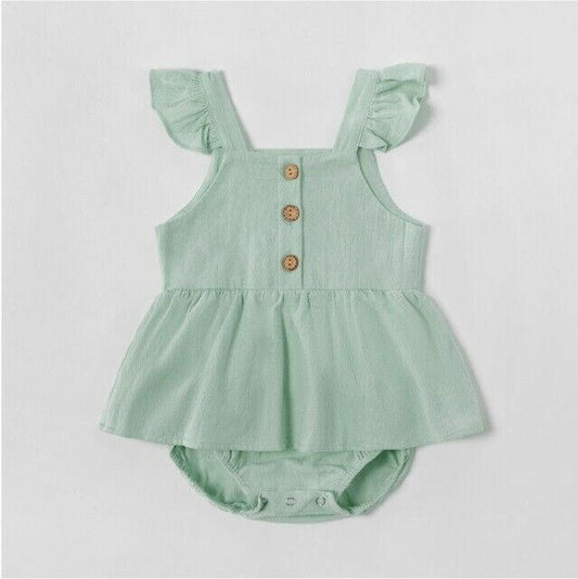 size 0-3 months new baby girls dress beautiful green flutter sleeve baby dress.