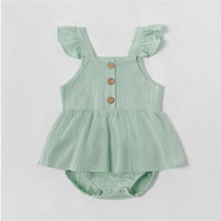 size 0-3 months new baby girls dress beautiful green flutter sleeve baby dress