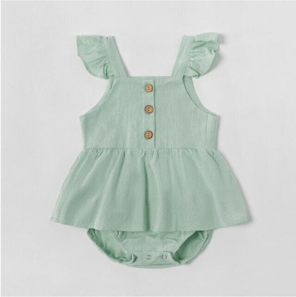 size 0-3 months new baby girls dress beautiful green flutter sleeve baby dress