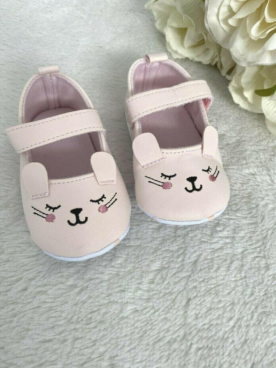 NEW Girls Baby Shoes Pretty Shimmer Bunny Baby Shoes - Select Colour & Size