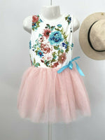 NEW Size 4 years Girls Dress Pretty Floral Bodice Light Pink Tulle Girls Dress