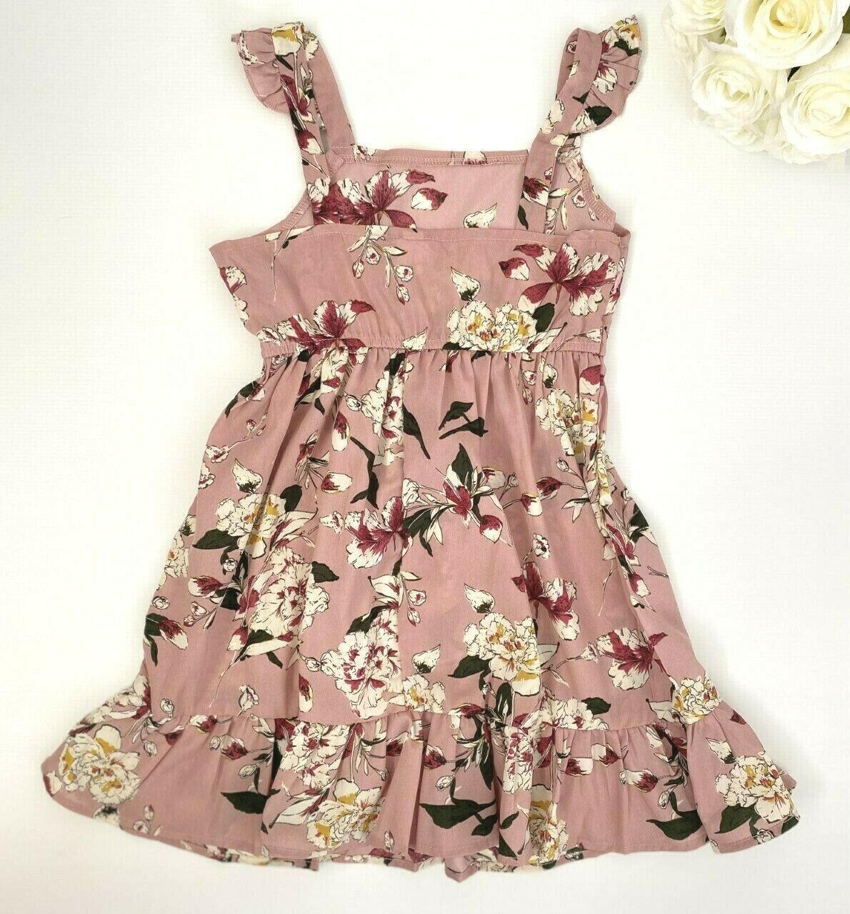 size 2y/6y/8 years new girls dress dusty pink floral flutter sleeve girls dress