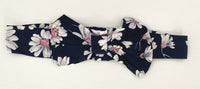 size 3/4/6/8y girls navy blue white pink floral pom pom playsuit & headband set