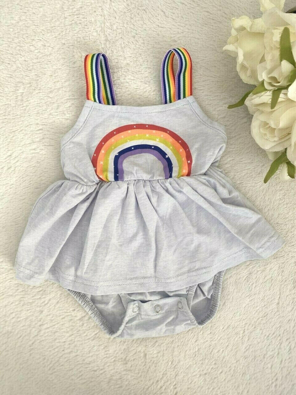 Baby Girls Dress Blue Rainbow Baby Girls Dress