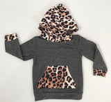 Girls Outfit/Set New Leopard Dark Grey Hoodie & Pants 2pc set Leopard Girlswear