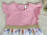 Baby Girls Dress Size 12-18m/18-24m Pink Flutter Sleeve White Tulle Girls Dress