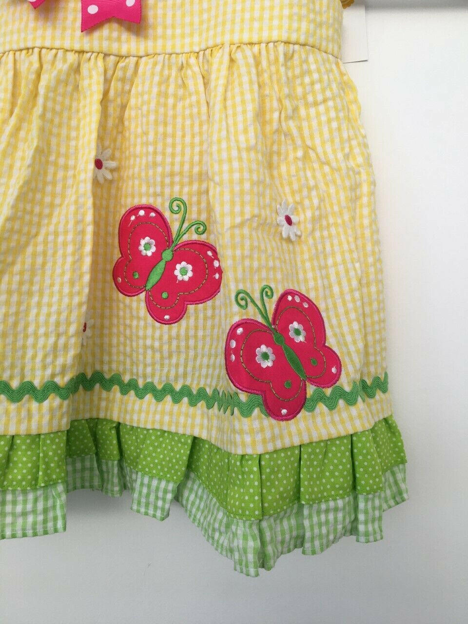 girls dress new size 12 months pink butterfly yellow gingham toddler girl dress