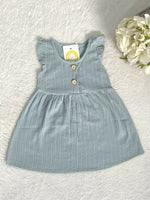 size 12-18 months new girls dress 100% cotton green flutter sleeve girls dress