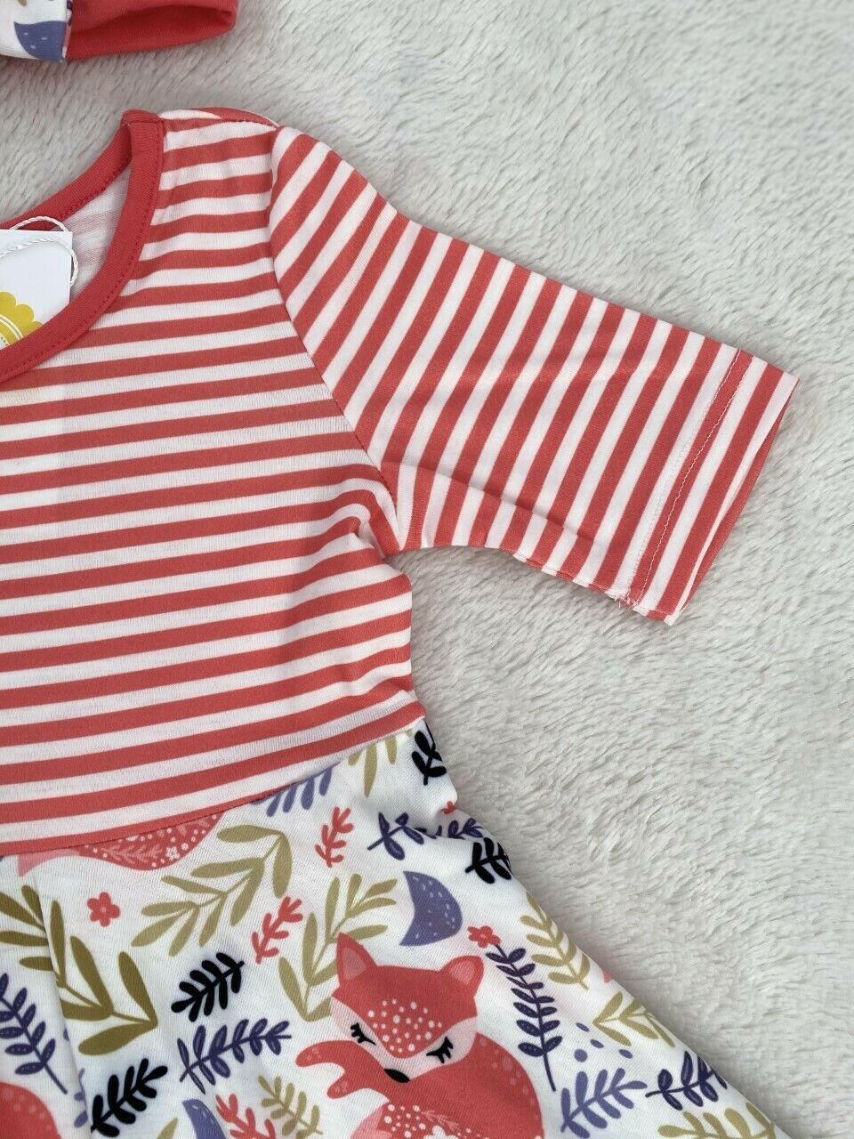 Size 2 Years Toddler Girls Dress New Red Stripe Ruffle Hem  Dress & Headband Set