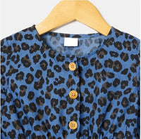 size 2 years new girls dress leopard print blue chambray long sleeve dress